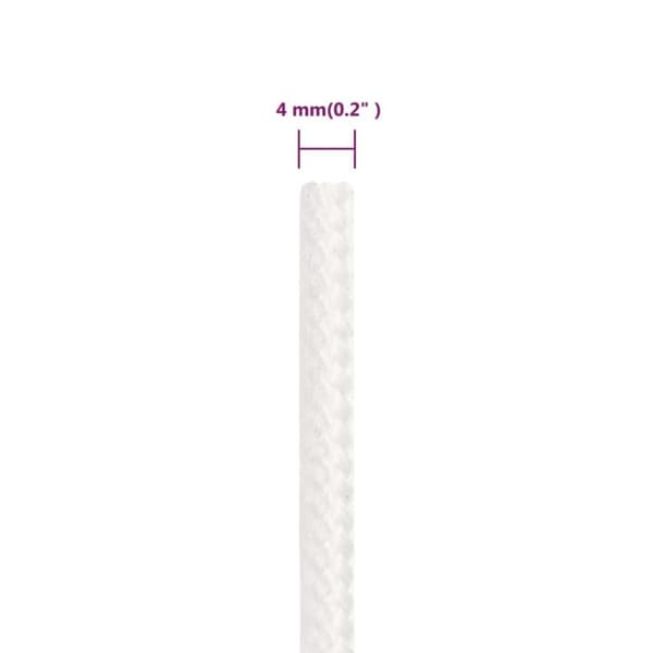 vidaXL Båttau helhvit 4 mm 25 m polypropylen