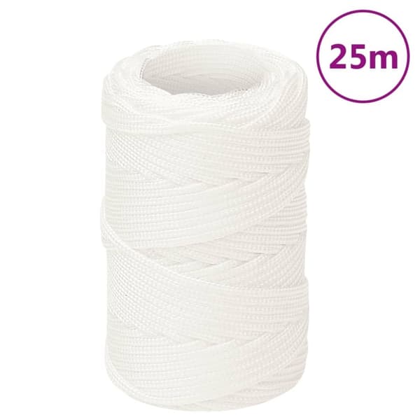 vidaXL Båttau helhvit 2 mm 25 m polypropylen