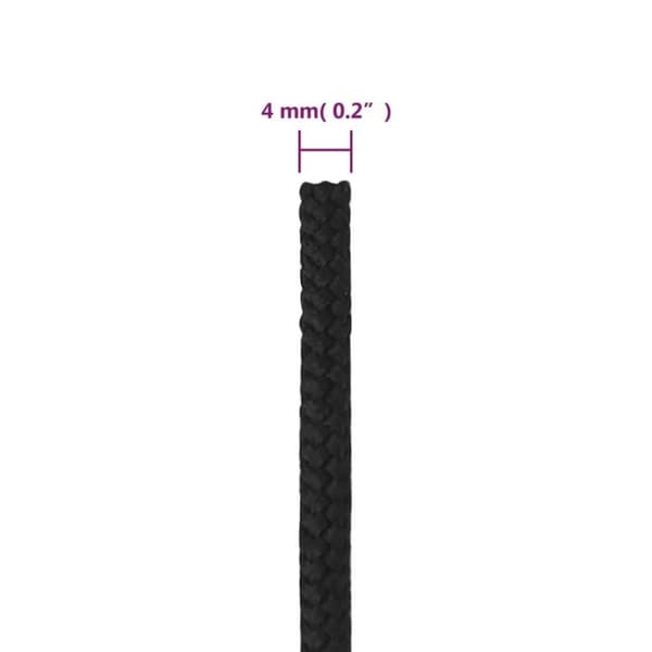 vidaXL Båttau helsvart 4 mm 25 m polypropylen