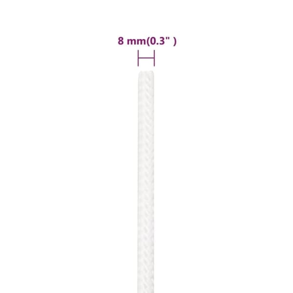vidaXL Båtlina helvit 8 mm 25 m polypropylen