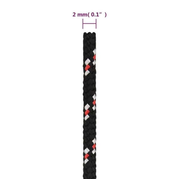 vidaXL Båttau svart 2 mm 100 m polypropylen