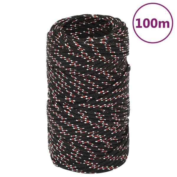 vidaXL Båttau svart 2 mm 100 m polypropylen