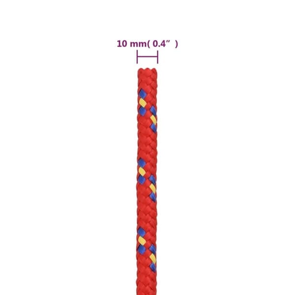 vidaXL Veneköysi punainen 10 mm 100 m polypropeeni