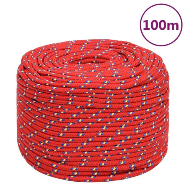 vidaXL Veneköysi punainen 10 mm 100 m polypropeeni