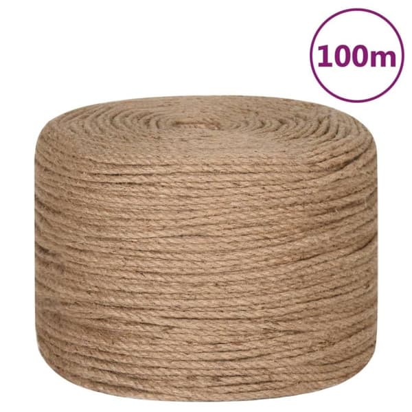 vidaXL Juterep 100 m lång 4 mm tjock