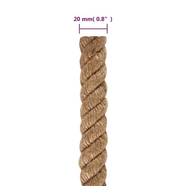 vidaXL Juterep 25 m långt 20 mm tjockt