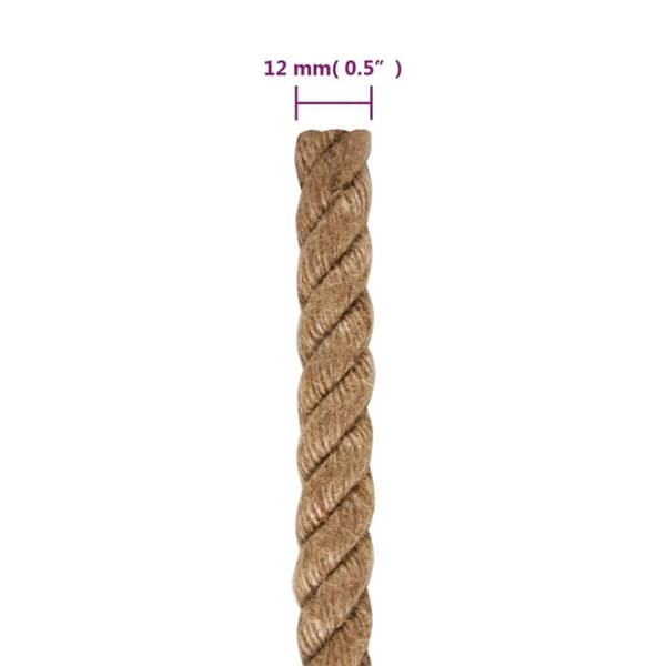 vidaXL Juterep 25 m långt 12 mm tjockt