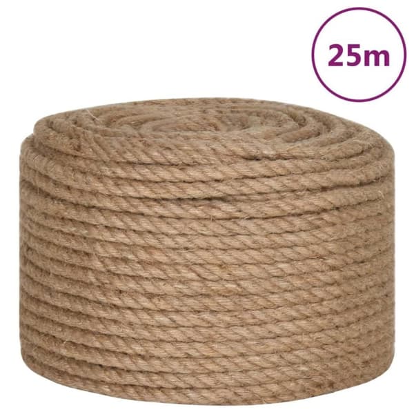 vidaXL Juterep 25 m långt 12 mm tjockt