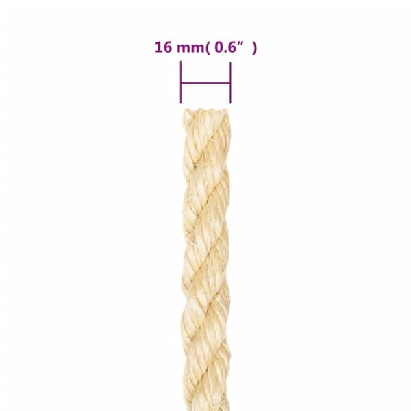 vidaXL Rep 100% sisal 16 mm 25 m