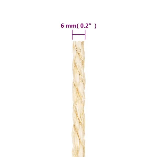 vidaXL Rep 100% sisal 6 mm 25 m