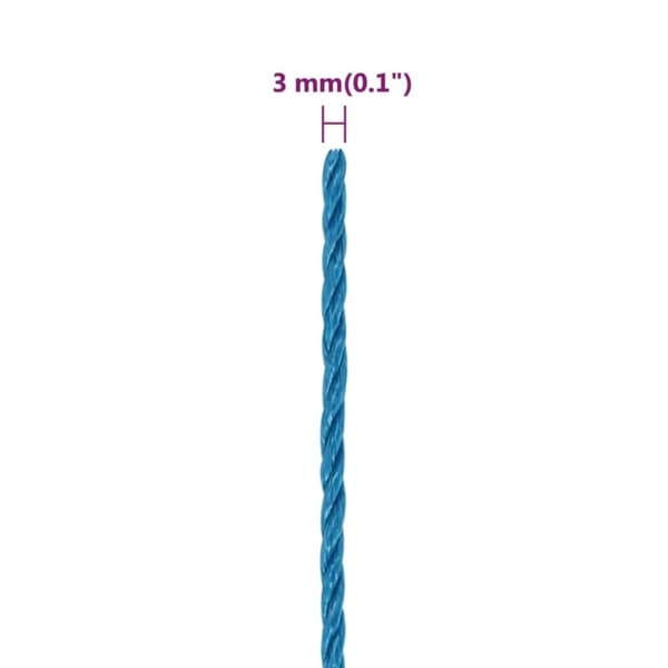 vidaXL arbejdsreb 3 mm 50 m polypropylen blå