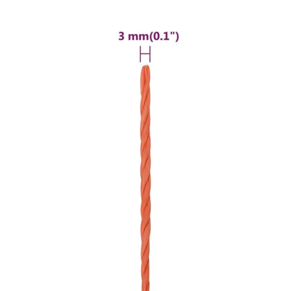 vidaXL Arbeidstau oransje 3 mm 50 m polypropylen