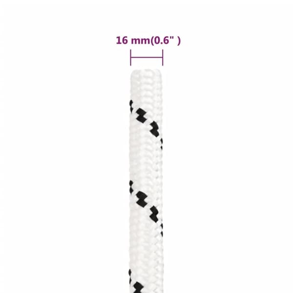 vidaXL arbejdsreb 16 mm 100 m polyester hvid -  Reb