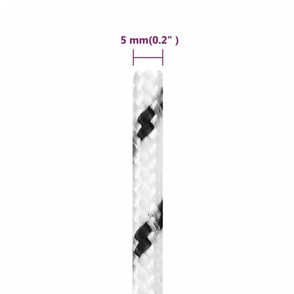 vidaXL flettet tovværk 5 mm x 100 m polyester hvid -  Reb