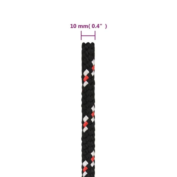 vidaXL Båtlina svart 10 mm 25 m polypropen -  Rep