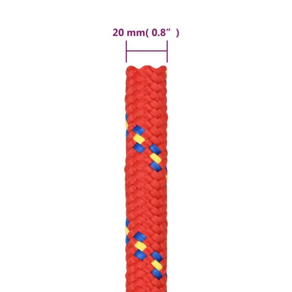 vidaXL Båtlina röd 20 mm 100 m polypropen -  Rep