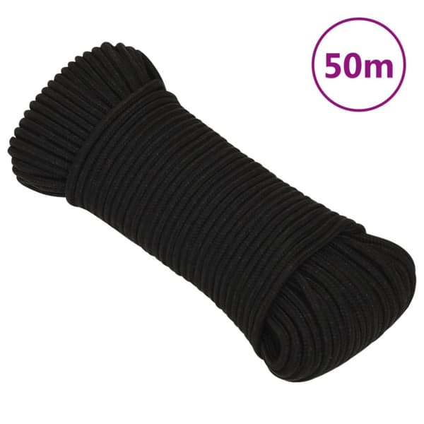 vidaXL Työköysi musta 4 mm 50 m polyesteri -  Köydet