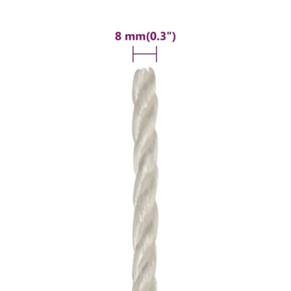 vidaXL Työköysi valkoinen 8 mm 100 m polypropeeni -  Köydet