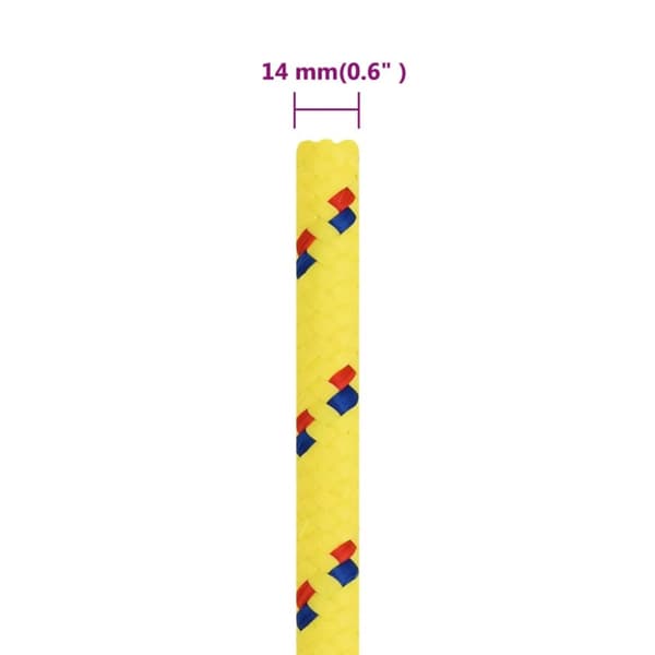 vidaXL Båtlina gul 14 mm 100 m polypropen -  Rep
