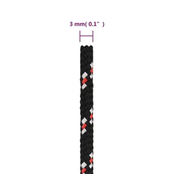 vidaXL Båtlina svart 3 mm 100 m polypropen - Rep