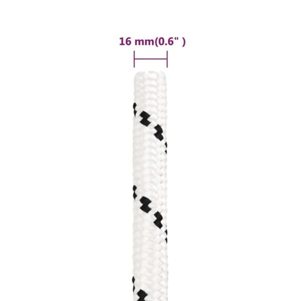 vidaXL flettet tovværk 16 mm x 50 m polyester hvid -  Reb