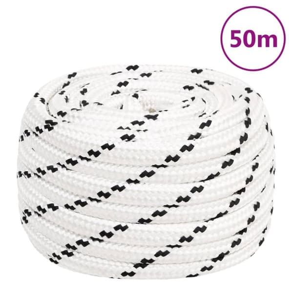 vidaXL flettet tovværk 16 mm x 50 m polyester hvid -  Reb