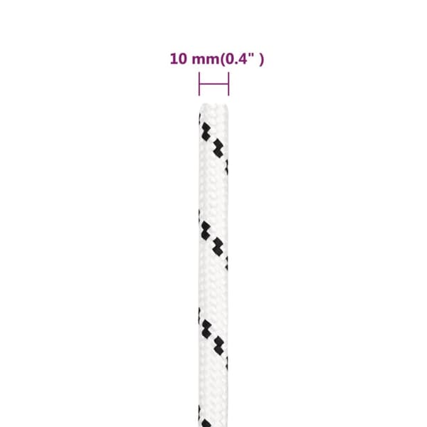 vidaXL arbejdsreb 10 mm 100 m polyester hvid -  Reb