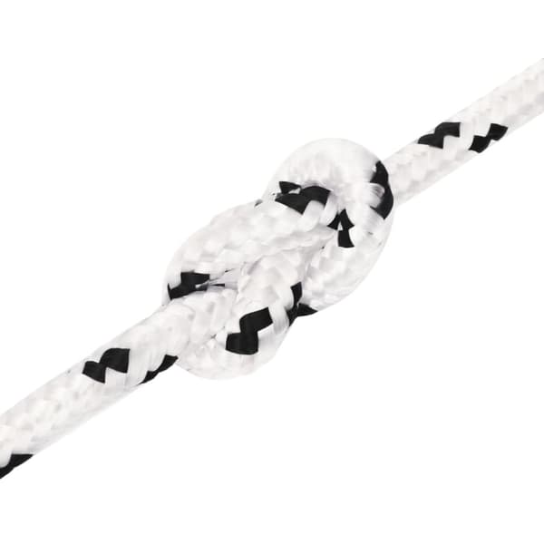 vidaXL flettet tovværk 6 mm x 100 m polyester hvid -  Reb