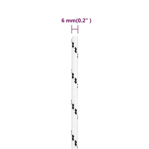 vidaXL flettet tovværk 6 mm x 100 m polyester hvid -  Reb