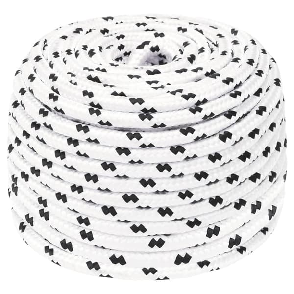 vidaXL flettet tovværk 6 mm x 100 m polyester hvid -  Reb