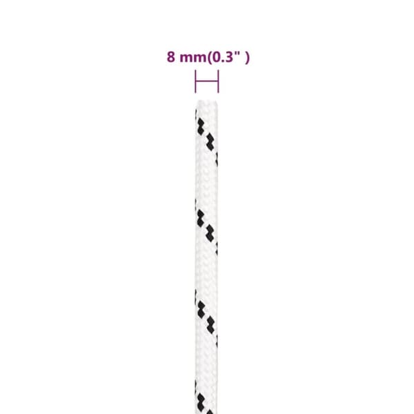 vidaXL flettet tovværk 8 mm x 100 m polyester hvid -  Reb