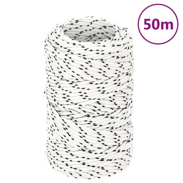 vidaXL flettet tovværk 2 mm x 50 m polyester hvid -  Reb
