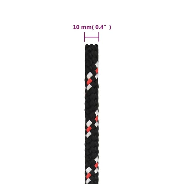 vidaXL Båtlina svart 10 mm 100 m polypropen -  Rep