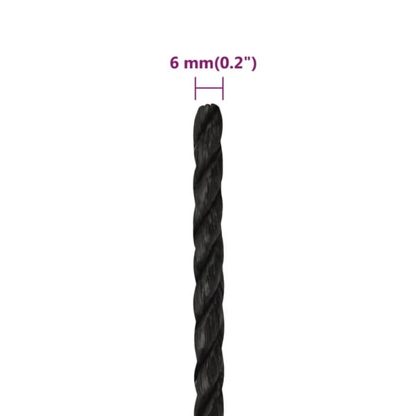 vidaXL arbejdsreb 6 mm 100 m polypropylen sort -  Reb