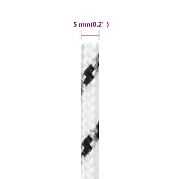 vidaXL flettet tovværk 5 mm x 50 m polyester hvid - Reb