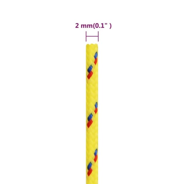 vidaXL Veneköysi keltainen 2 mm 25 m polypropeeni -  Köydet