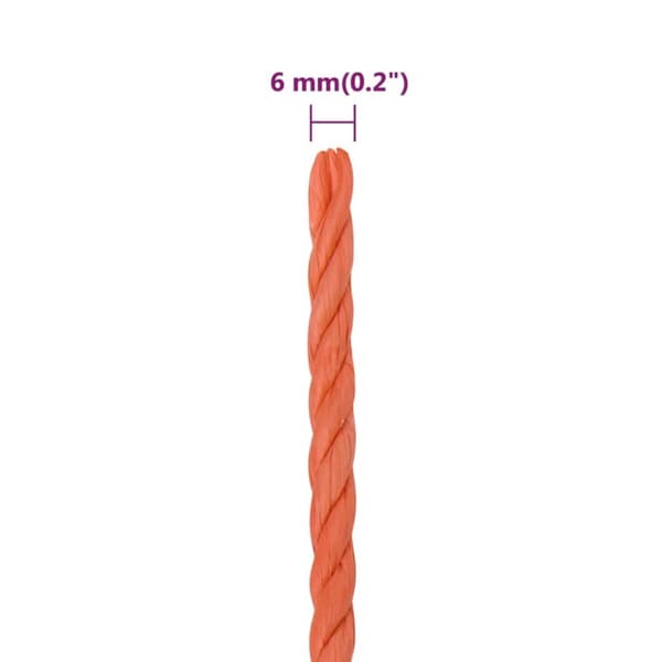 vidaXL arbejdsreb 6 mm 25 m polypropylen orange -  Reb
