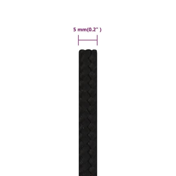 vidaXL Työköysi musta 5 mm 25 m polyesteri -  Köydet