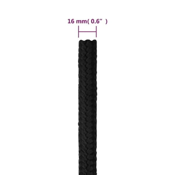 vidaXL tovværk til båd 16 mm 100 m polypropylen sort - Reb