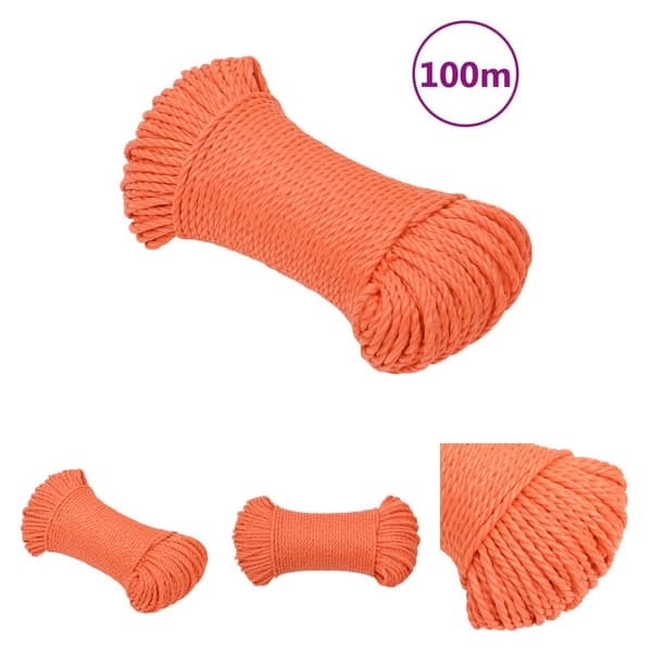 The Living Store arbejdsreb 6 mm 100 m polypropylen orange -  Reb