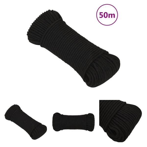 The Living Store arbejdsreb 4 mm 50 m polyester sort - Reb