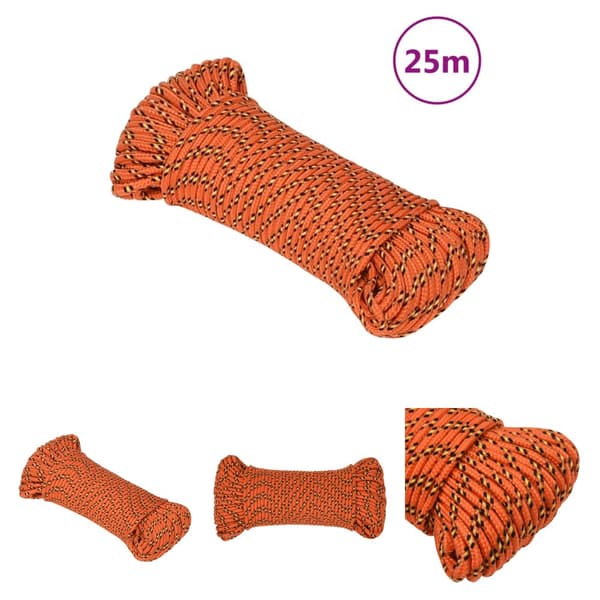 The Living Store tovværk til båd 3 mm 25 m polypropylen orange - Reb