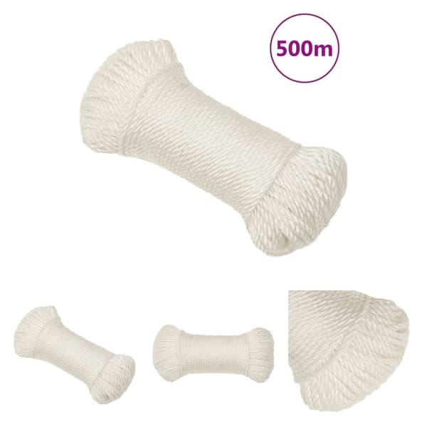 The Living Store arbejdsreb 6 mm 500 m polypropylen hvid -  Reb