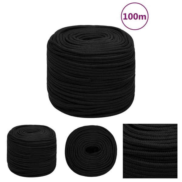 The Living Store arbejdsreb 6 mm 100 m polyester sort -  Reb