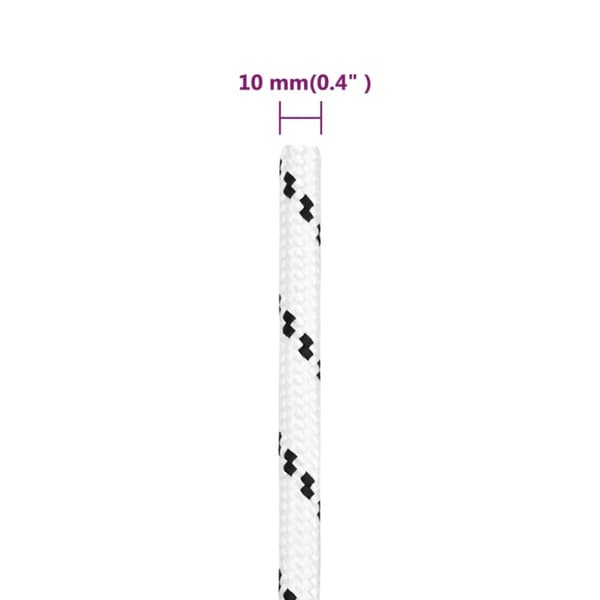 The Living Store Båtlina flätad vit 10 mm x 25 m polyester -  Rep