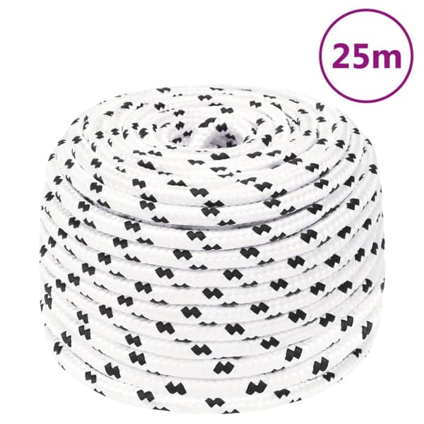 The Living Store Båtlina flätad vit 10 mm x 25 m polyester -  Rep