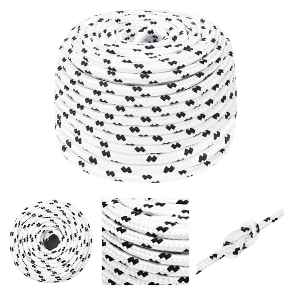 The Living Store Båtlina flätad vit 10 mm x 25 m polyester -  Rep