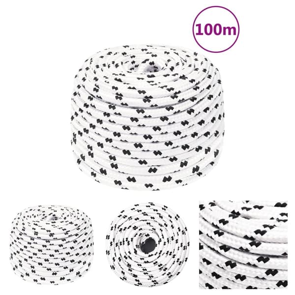 The Living Store arbejdsreb 10 mm 100 m polyester hvid -  Reb
