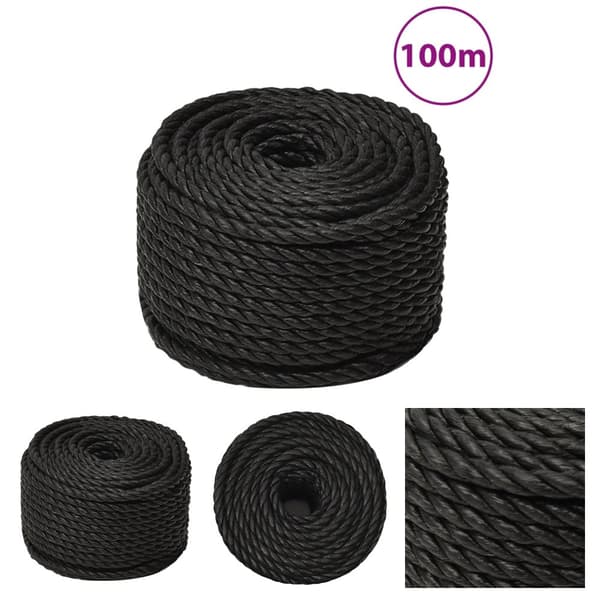 The Living Store arbejdsreb 14 mm 100 m polypropylen sort -  Reb
