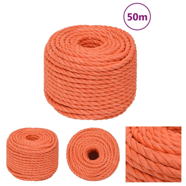The Living Store arbejdsreb 10 mm 50 m polypropylen orange -  Reb